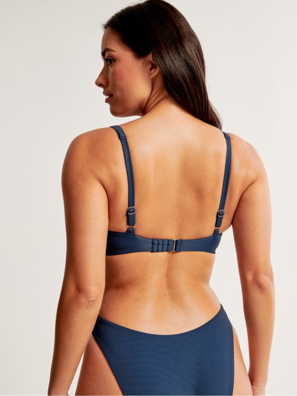 Abercrombie & Fitch - Curve Love- High Apex Bikini Top- Size Medium - Navy - Picture 3 of 9